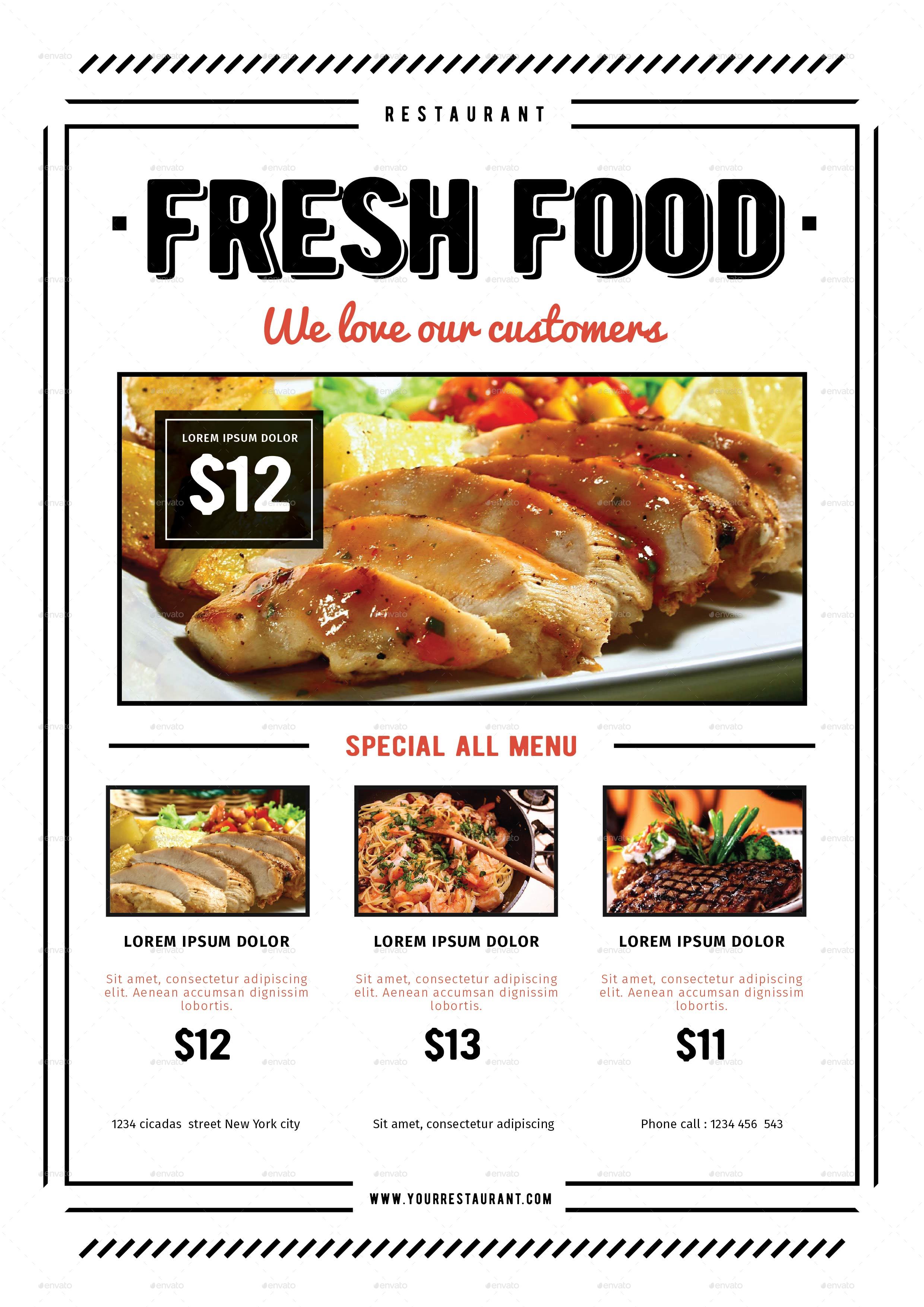 Restauran Menu Fresh Food, Print Templates GraphicRiver